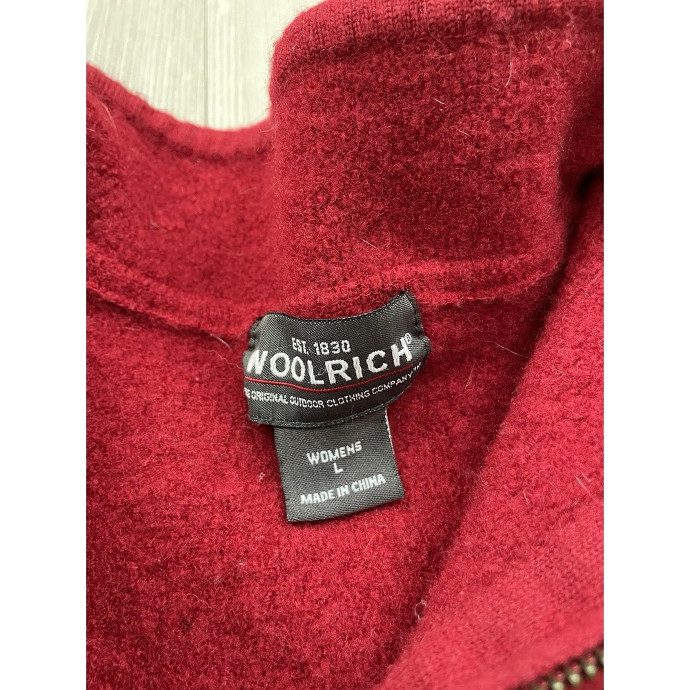 Woolrich Women's Red Full Zip Vest Size Large Shrunken Textured 100% Wool - Picture 3 of 6